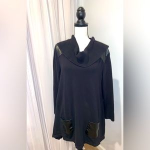 style & Co faux leather detail turtleneck tunic dress / top women’s size Xl